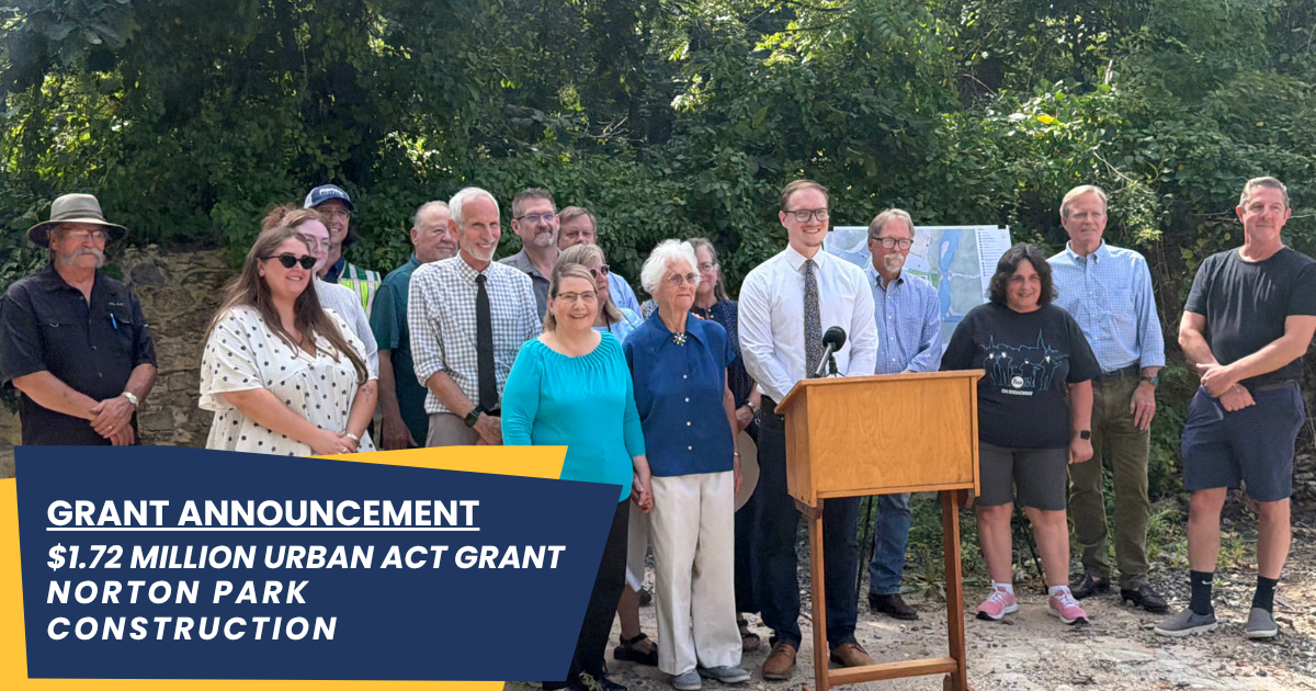 Town of Colchester photo from the September 10, 2026 announcement of state funding for Norton Park. The photograph does not establish that park construction is complete.
