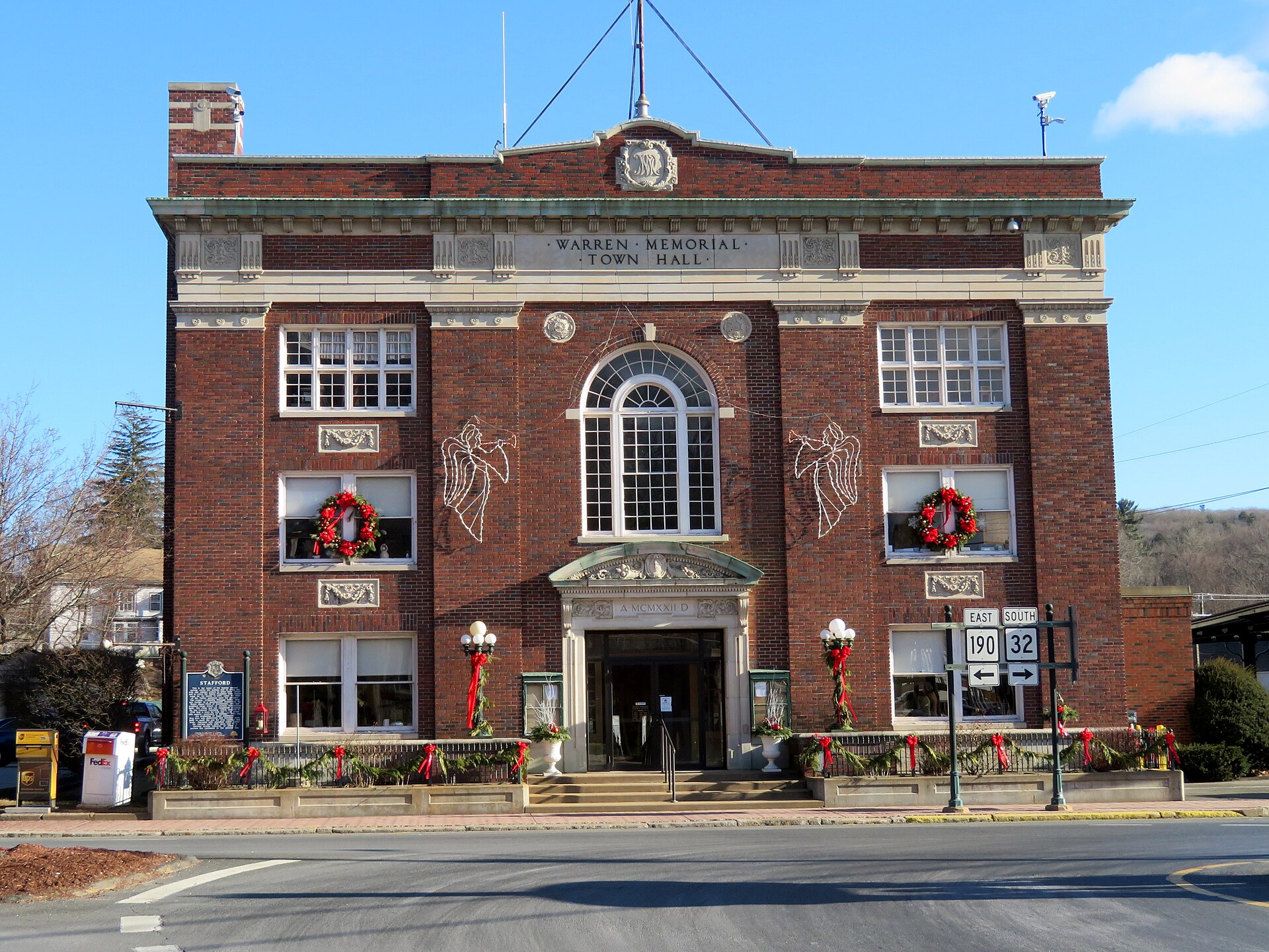 Archive/file photo: Stafford municipal building photographed in 2018. Not a photograph of the meeting, project or voting activity described; consult the article for current locations.